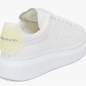Alexander McQueen White Platform Sneaker with Iridescent spiky Heel Tab